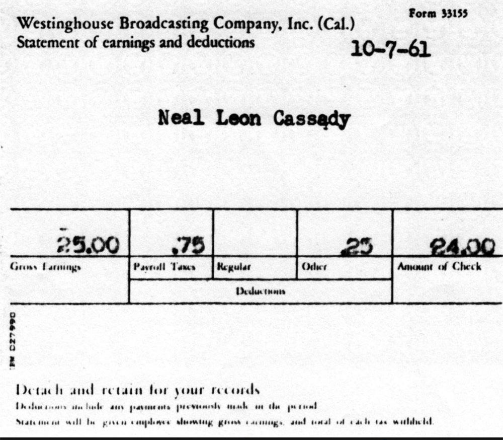 Cassady's Earnings Statement from Westinghouse