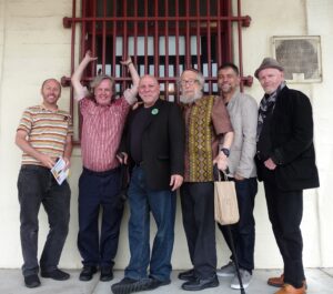 Tate Swindell, Brian Hassett, Jerry, Gerd Stern, Marc Eliot Stein, James Stauffer at Beatnik Shindig, 2015