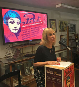 Estelle Cimino speaking at ruthFest, 2018