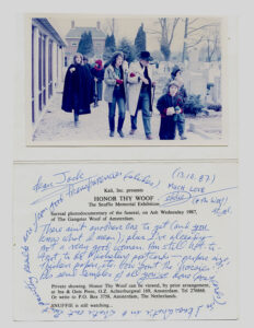 Eddie Woods' dog Snuffie's funeral--postcard from Jack Micheline archives was also published in On Valencia Street